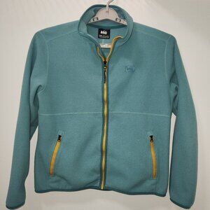 Womens Large REI Co-op Fleece Jacket Teal Yellow